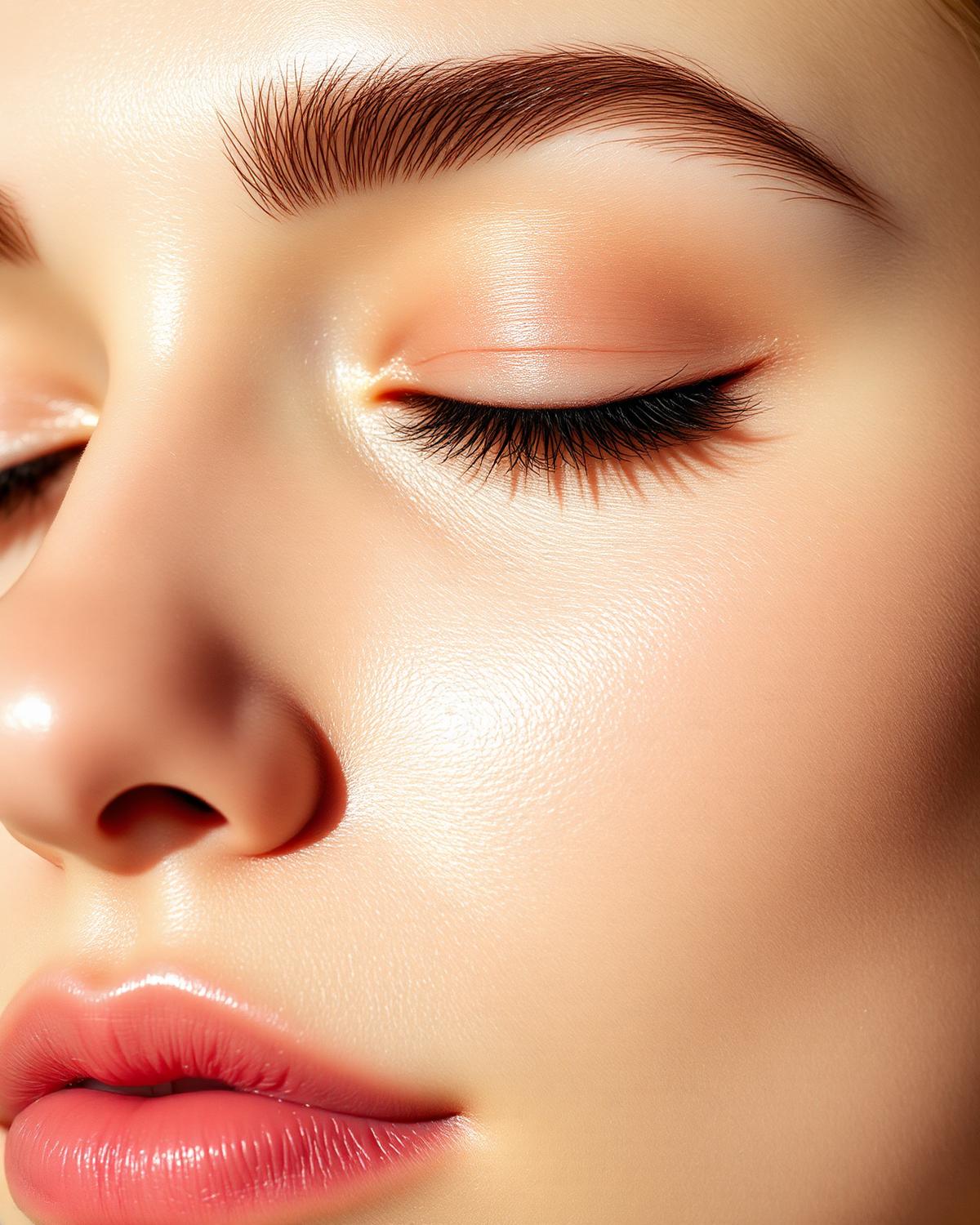Close-up of glowing, hydrated skin